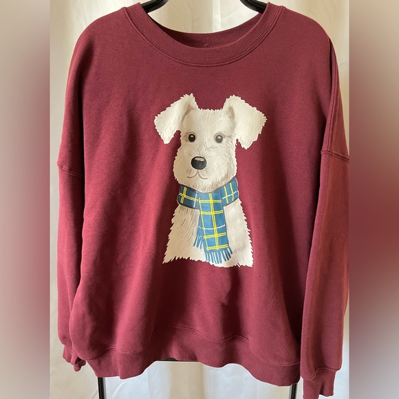 Zoe+Liv Women's Dog Scarf Fleece Graphic Pullover Sweatshirt - Picture 4 of 6